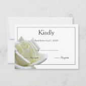 Elegant witte roos en zilver RSVP (Voorkant)