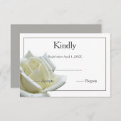 Elegant witte roos en zilver RSVP (Voorkant / Achterkant)