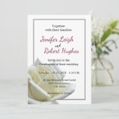 Elegant witte roos en zilveren bruiloft kaart (Staand voorkant)