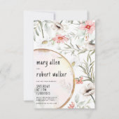 Elegant witte roze bloemgroene zomerbruiloft kaart (Voorkant)