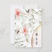 Elegant witte roze bloemgroene zomerbruiloft kaart (Achterkant)