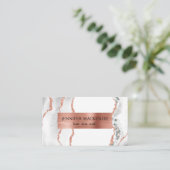 Elegant Witte Roze Goud Agate Luxe Visitekaartje (Staand voorkant)
