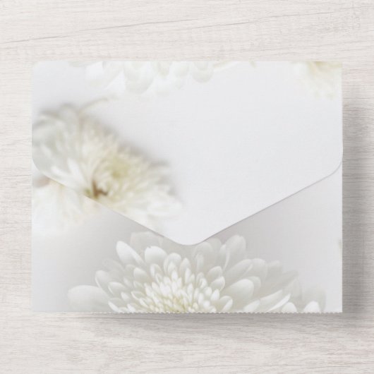 Elegant witte rozen bloesems bloemen zomer bruilof all in one uitnodiging (Achterkant)