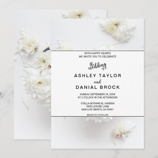 Elegant witte rozen bloesems bloemen zomer bruilof kaart (Voorkant / Achterkant)