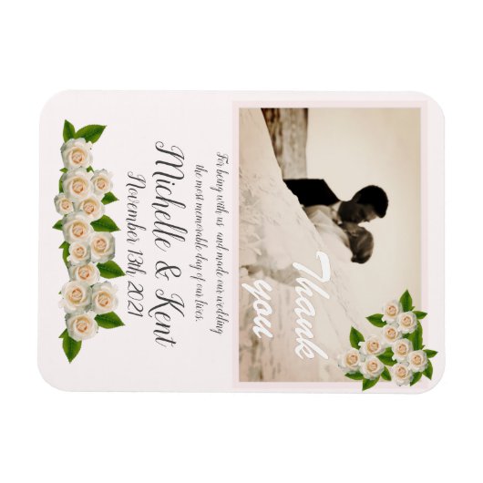 Elegant witte rozen Dank u Flexible Magnet Magneet (Horizontaal)