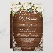 Elegant Witte Rozen Kant Bruiloft Ceremonie Progra (Voorkant / Achterkant)