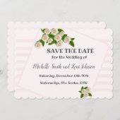 Elegant witte rozen Roze Blush Save the Date (Voorkant / Achterkant)