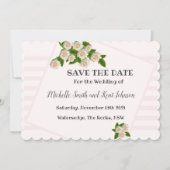 Elegant witte rozen Roze Blush Save the Date (Voorkant)