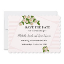 Elegant witte rozen Roze Blush Save the Date