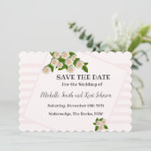 Elegant witte rozen Roze Blush Save the Date (Staand voorkant)
