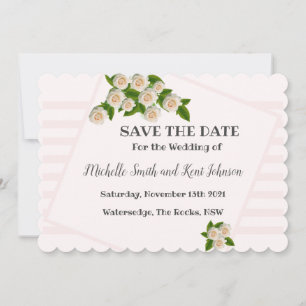 Elegant witte rozen Roze Blush Save the Date