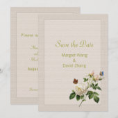 Elegant  witte rozenbloem, met uitzondering van de save the date (Voorkant / Achterkant)