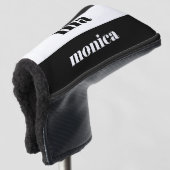 Elegant & witte script monogram initiaal golfheadcover (3/4 voorkant)