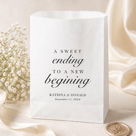 Elegant Witte Script Zoete Eind Favoriet Bedankzakje