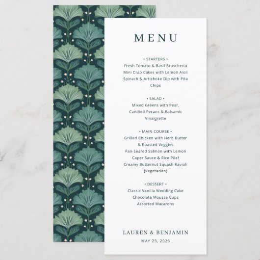 Elegant Witte Serif Bruiloftsmenu Menu (Voorkant / Achterkant)