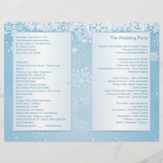 Elegant witte sneeuwvlokken op het blauwe weddensc (Achterkant)