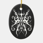 Elegant Witte Stam Masker Abstract Design Keramisch Ornament (Voorkant)