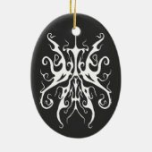 Elegant Witte Stam Masker Abstract Design Keramisch Ornament (Achterkant)