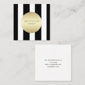 Elegant witte strepen met gouden witte strepen vierkante visitekaartje (Voorkant / Achterkant)