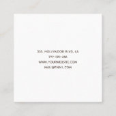 Elegant witte strepen met gouden witte strepen vierkante visitekaartje (Achterkant)