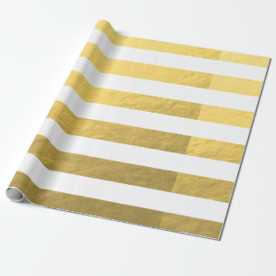 Elegant witte strips Gold Foil bedrukt Cadeaupapier