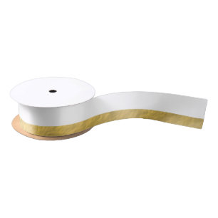 Elegant witte strips Gold Foil bedrukt Satijnen Lint
