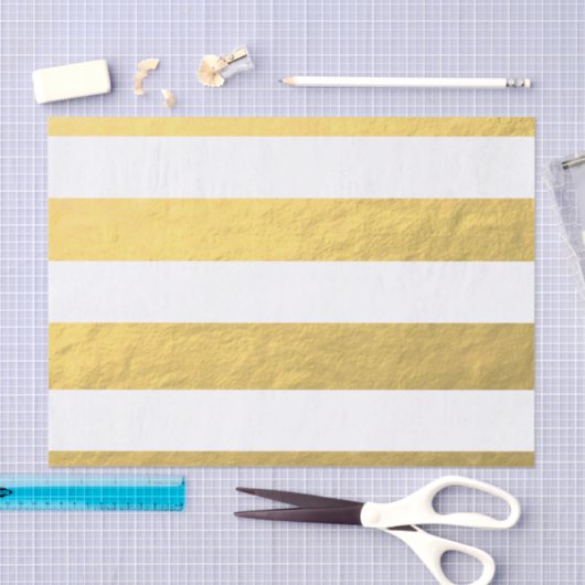 Elegant witte strips Gold Foil bedrukt Tissuepapier (Craft)