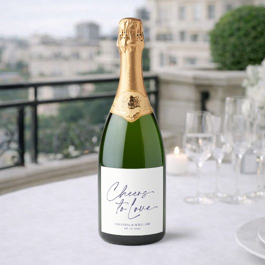 Elegant Witte Trouw Champagne Fleslabel Sparkling Wijnetiket