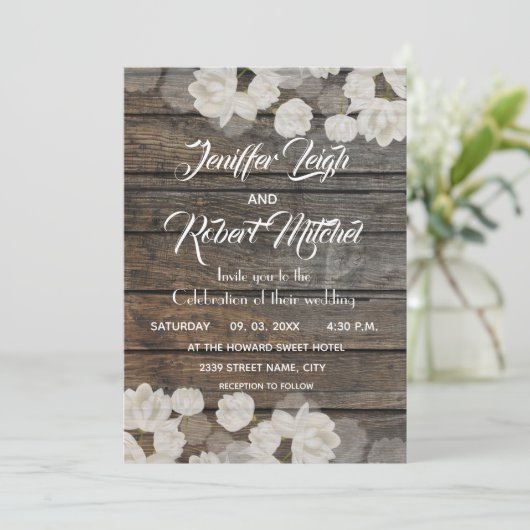 Elegant witte tulpen rustige bruiloft kaart (Staand voorkant)