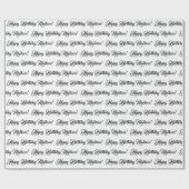 Elegant witte zwarte de naamverjaardag van het dou cadeaupapier (Vlak)