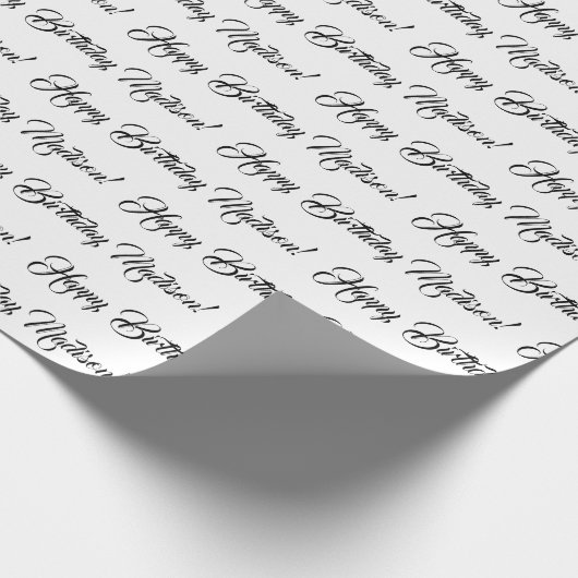 Elegant witte zwarte de naamverjaardag van het dou cadeaupapier (Hoek)