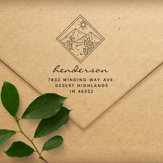 Elegant woestijnlandschap aangepast retouradres rubberstempel