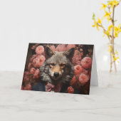 Elegant Wolf Kaart (Gele Bloem)