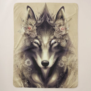 Elegant Wolf Sherpa Blanket Deken
