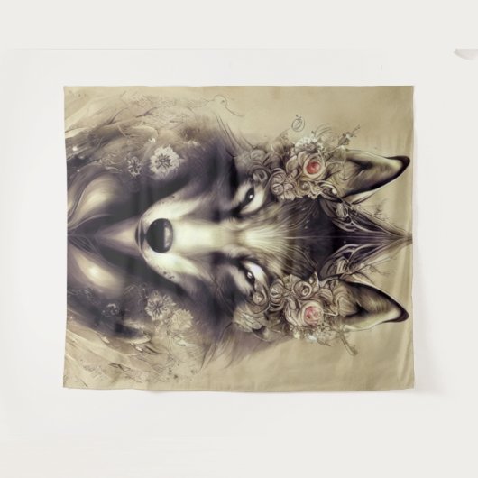 Elegant Wolf Tapestry Wandkleed (Voorkant (horizontaal))