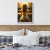 Elegant Woman at Piano in Golden Light Canvas Afdruk (Insitu (Slaapkamer))