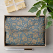  Elegant Woman Gold Floral Blue-ontkoppeling Tissuepapier (Geschenk)