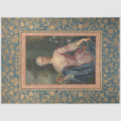  Elegant Woman Gold Floral Blue-ontkoppeling Tissuepapier (Voorkant)