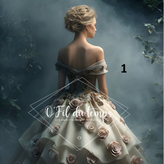 Elegant Woman in Opulent Ball Gown Tissuepapier