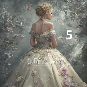 Elegant Woman in Opulent Ball Gown Tissuepapier