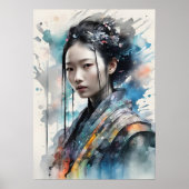 Elegant Woman in Vibrant Attire Poster (Voorkant)