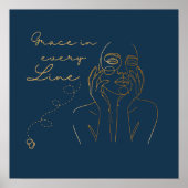 Elegant Woman Line Art Ingelijste Poster – Minimal (Voorkant)