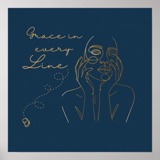 Elegant Woman Line Art Ingelijste Poster – Minimal (Voorkant)