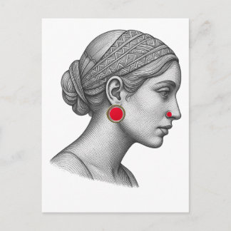 Elegant Woman Portrait with Red Accents  Briefkaart