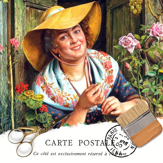 Elegant  Woman Rustic Texture Decoupage Tissuepapier