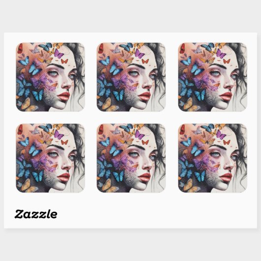 Elegant Woman Vierkante Sticker (Vel)