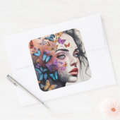 Elegant Woman Vierkante Sticker (Envelop)