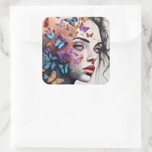 Elegant Woman Vierkante Sticker (Tas)