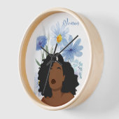 Elegant Woman with Blue Floral Wall Clock (Hoek)