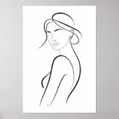 Elegant Woman with Hat Minimalist Line Art Poster (Voorkant)